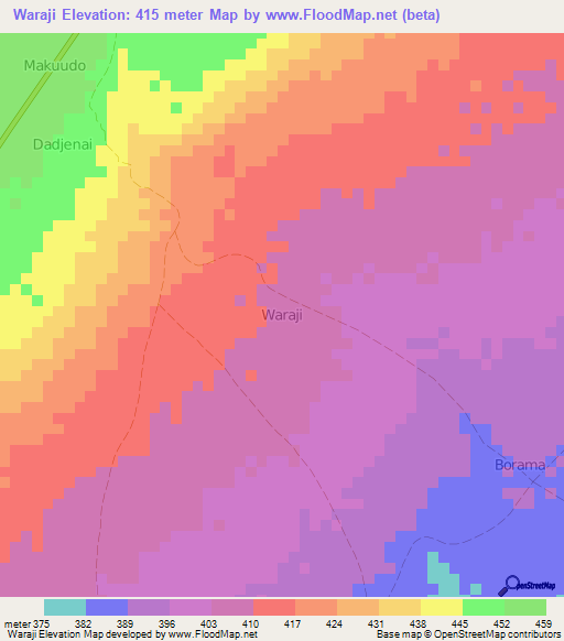 Waraji,Somalia Elevation Map