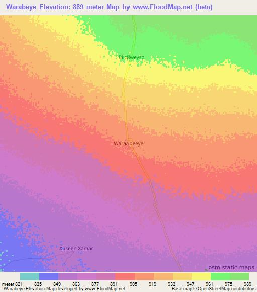 Warabeye,Somalia Elevation Map