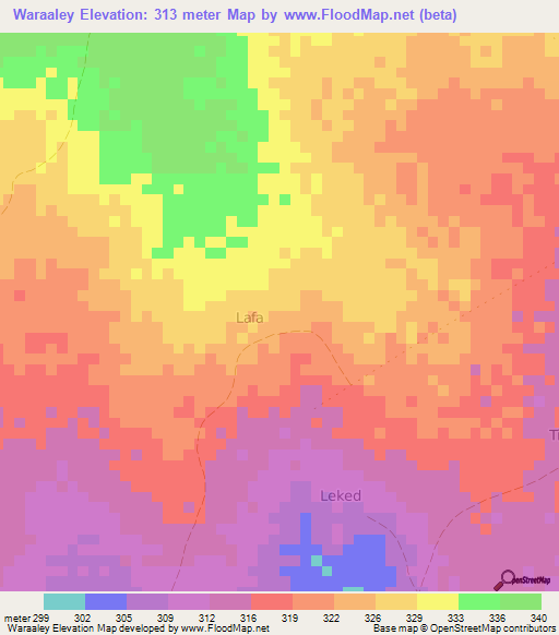 Waraaley,Somalia Elevation Map