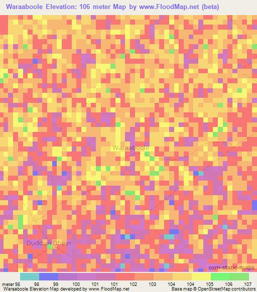 Waraaboole,Somalia Elevation Map