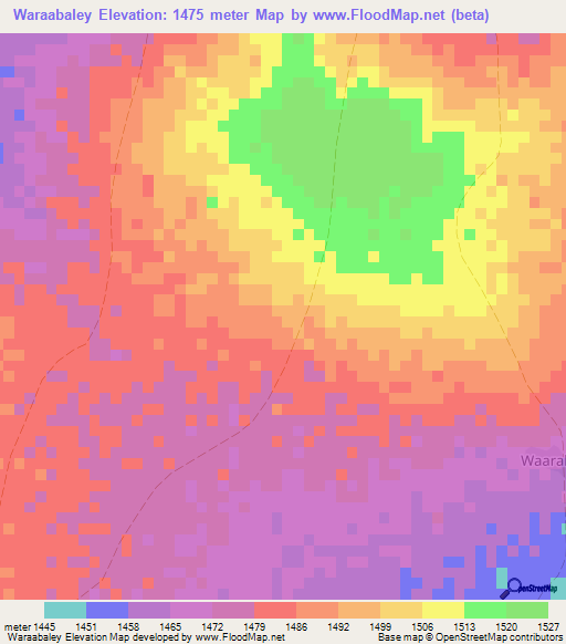 Waraabaley,Somalia Elevation Map