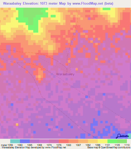 Waraabaley,Somalia Elevation Map