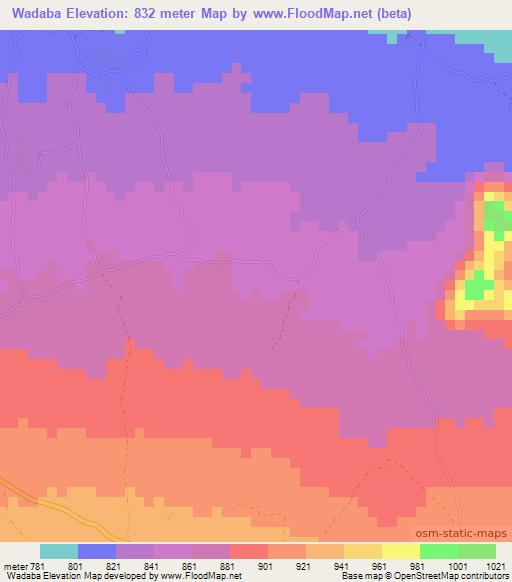 Wadaba,Somalia Elevation Map