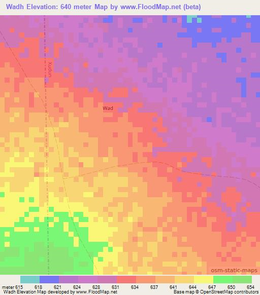 Wadh,Somalia Elevation Map
