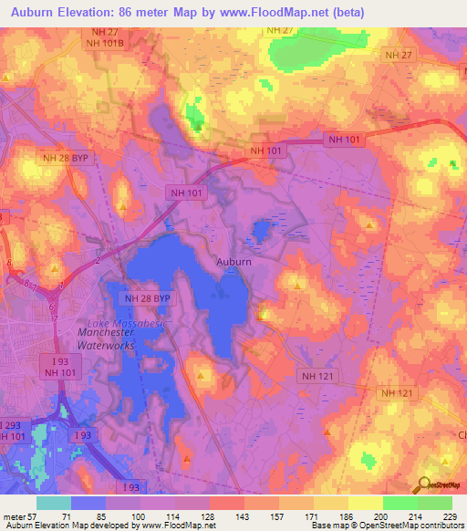 Auburn,US Elevation Map