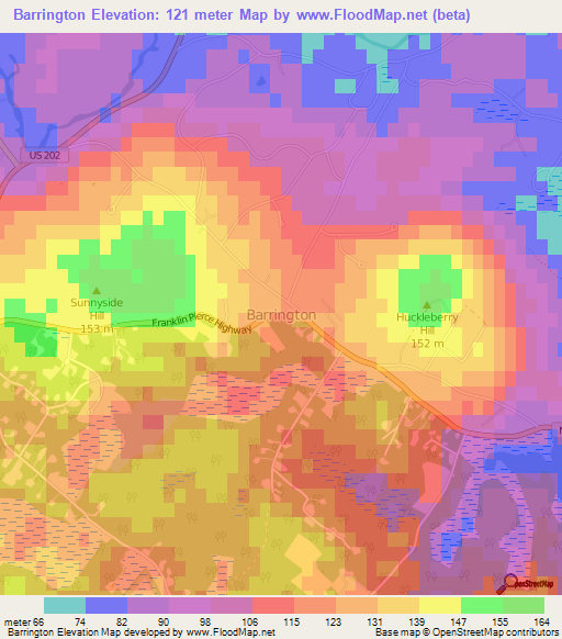 Barrington,US Elevation Map