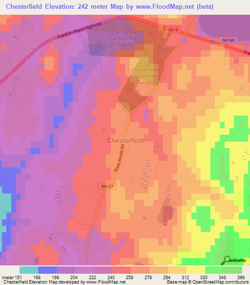 Chesterfield,US Elevation Map
