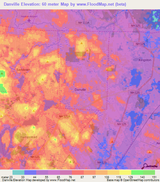 Danville,US Elevation Map