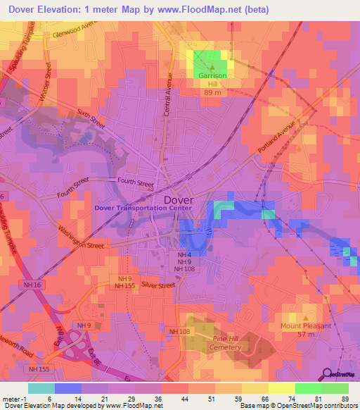 Dover,US Elevation Map