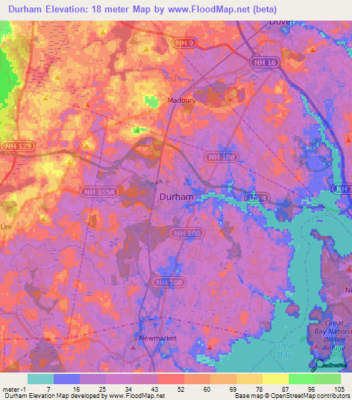 Durham,US Elevation Map