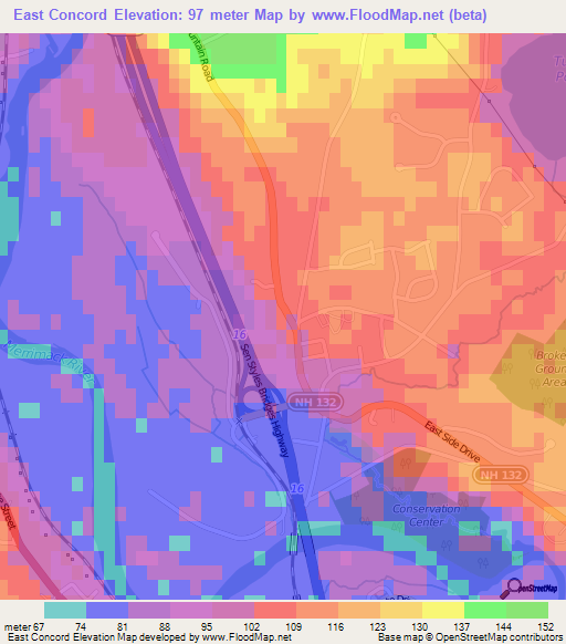 East Concord,US Elevation Map