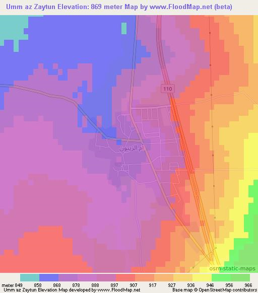 Umm az Zaytun,Syria Elevation Map