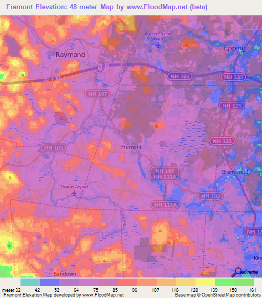 Fremont,US Elevation Map