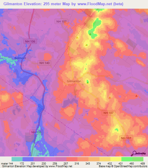Gilmanton,US Elevation Map