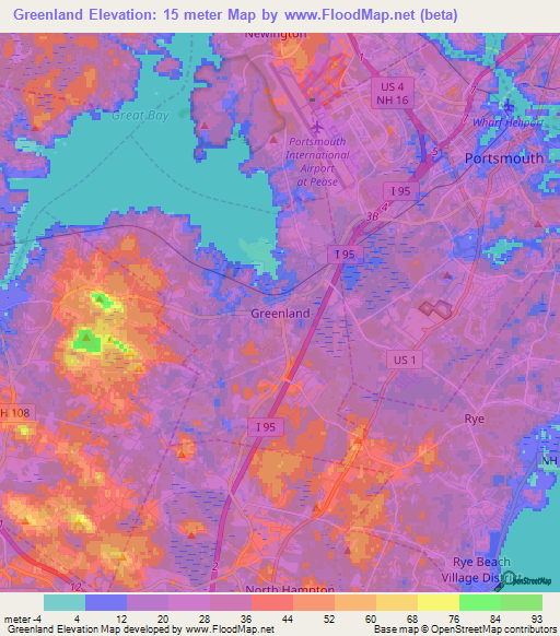 Greenland,US Elevation Map
