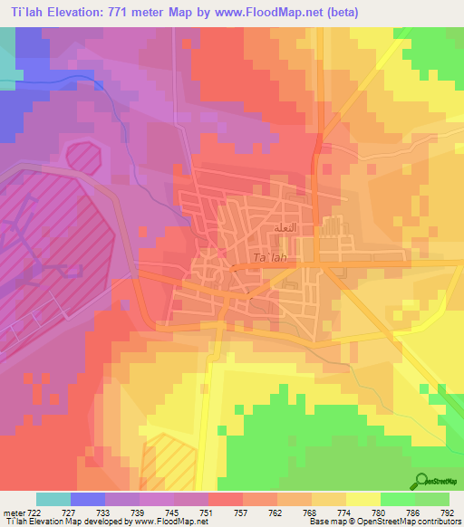 Ti`lah,Syria Elevation Map