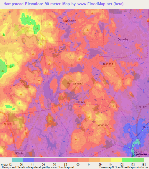 Hampstead,US Elevation Map
