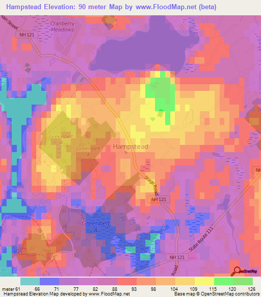 Hampstead,US Elevation Map