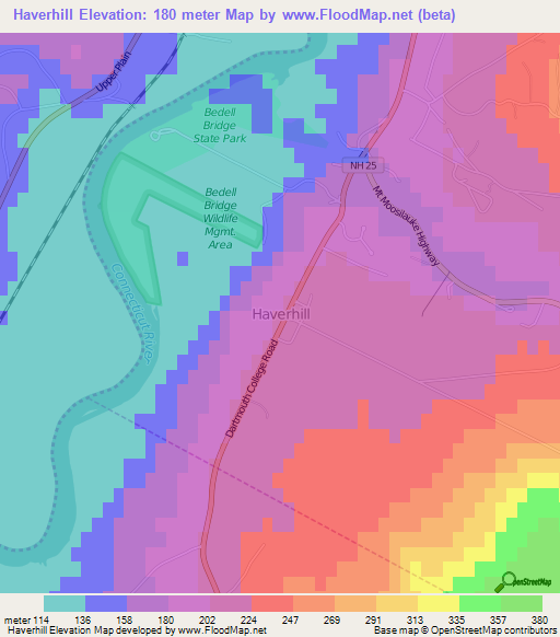Haverhill,US Elevation Map