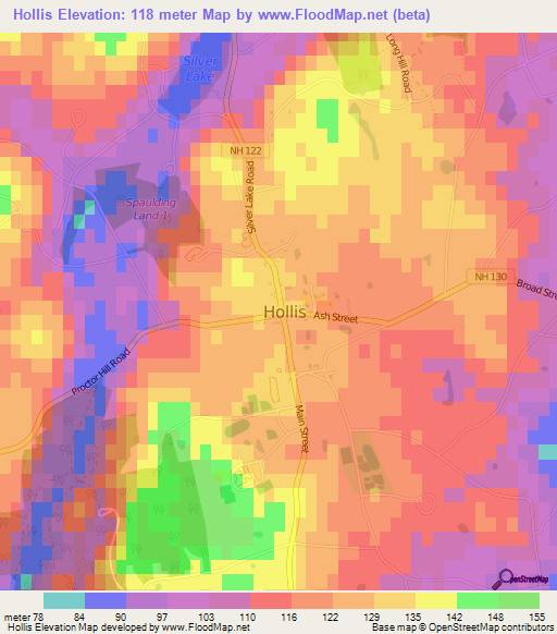 Hollis,US Elevation Map