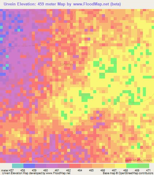 Urvein,Somalia Elevation Map
