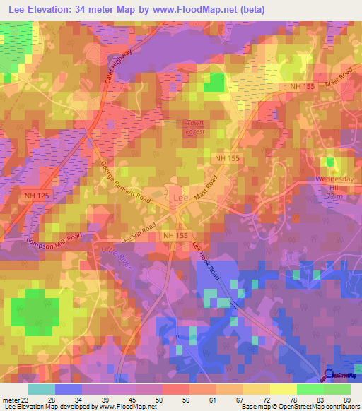 Lee,US Elevation Map