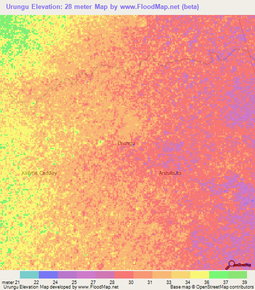 Urungu,Somalia Elevation Map
