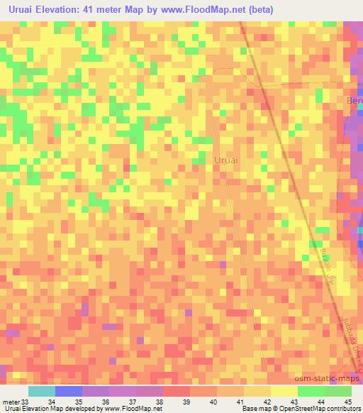 Uruai,Somalia Elevation Map