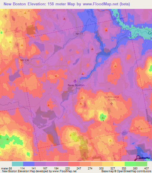 New Boston,US Elevation Map