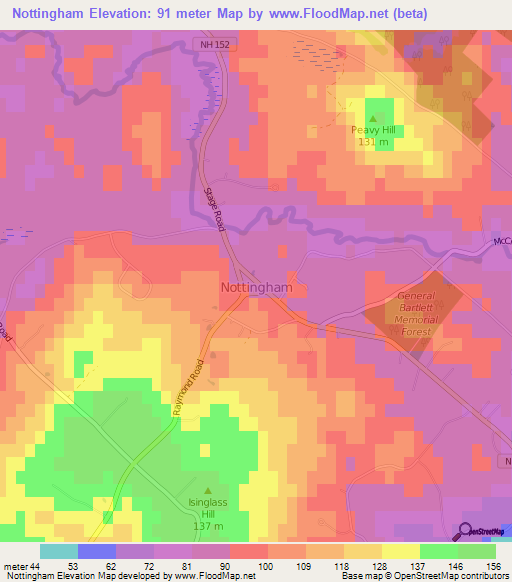 Nottingham,US Elevation Map