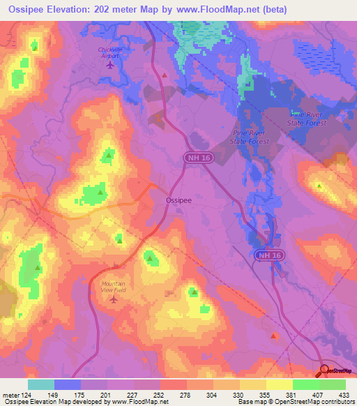 Ossipee,US Elevation Map