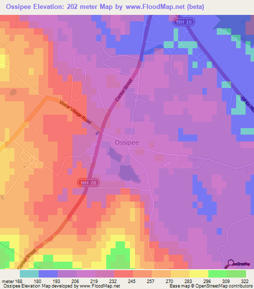 Ossipee,US Elevation Map