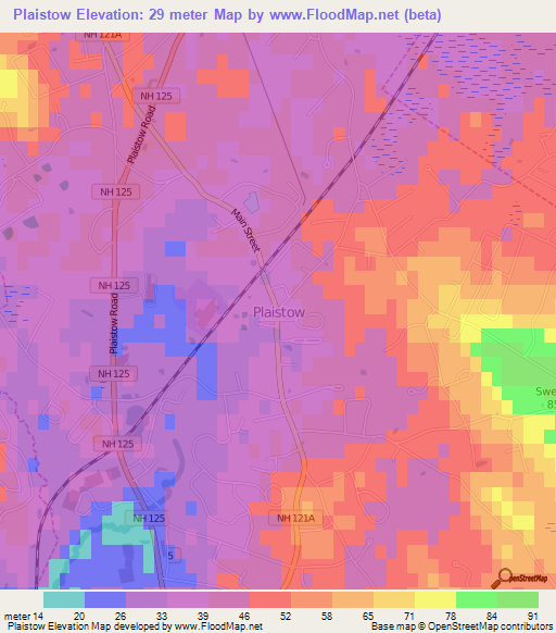 Plaistow,US Elevation Map