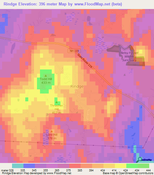Rindge,US Elevation Map