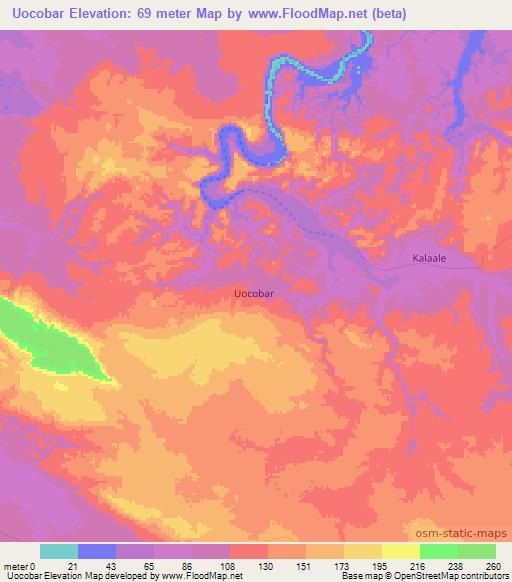 Uocobar,Somalia Elevation Map