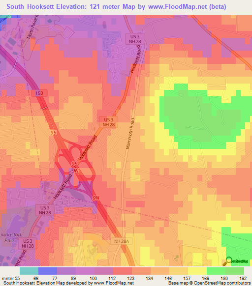 South Hooksett,US Elevation Map