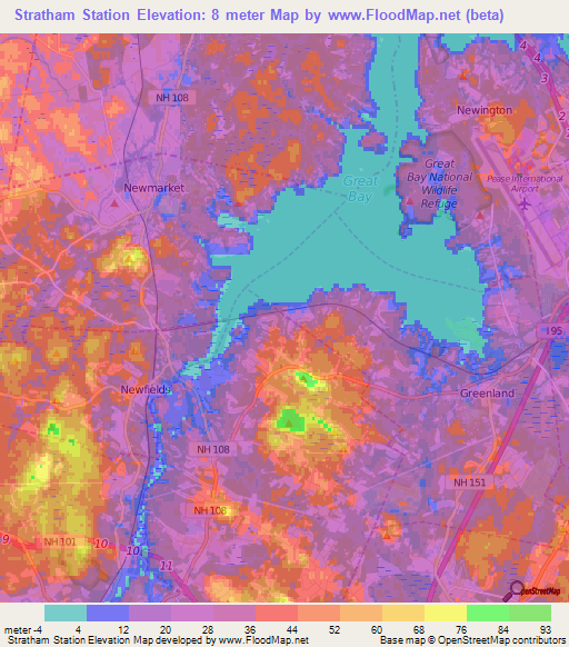 Stratham Station,US Elevation Map