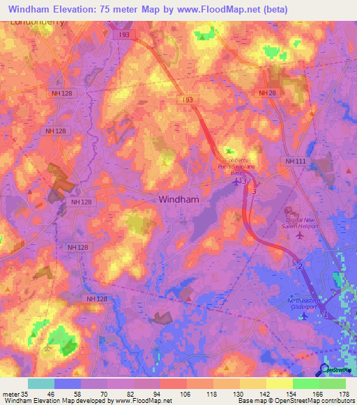 Windham,US Elevation Map