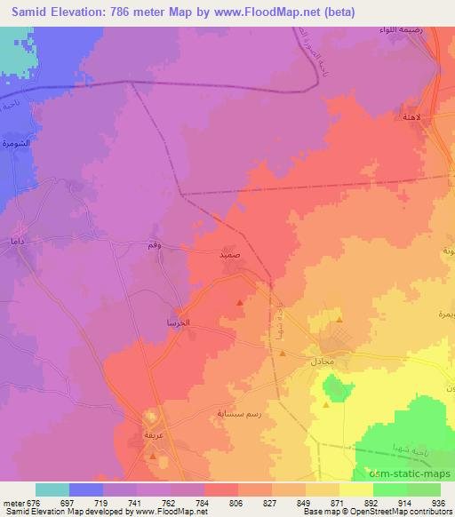 Samid,Syria Elevation Map