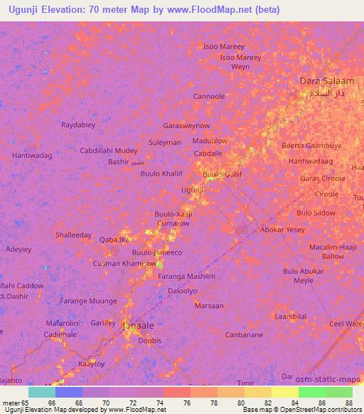 Ugunji,Somalia Elevation Map