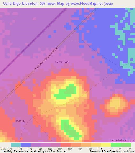 Uenti Digo,Somalia Elevation Map