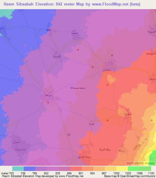 Rasm Sibsabah,Syria Elevation Map