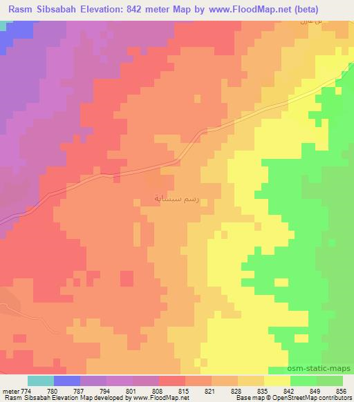 Rasm Sibsabah,Syria Elevation Map