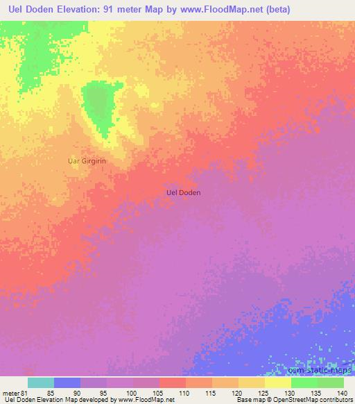 Uel Doden,Somalia Elevation Map