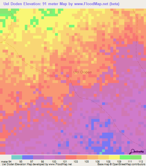 Uel Doden,Somalia Elevation Map