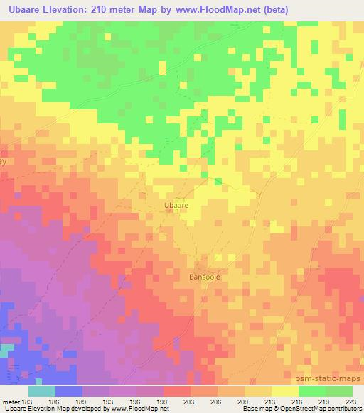 Ubaare,Somalia Elevation Map