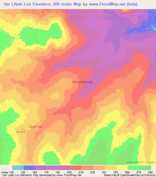 Uar Libah Lou,Somalia Elevation Map