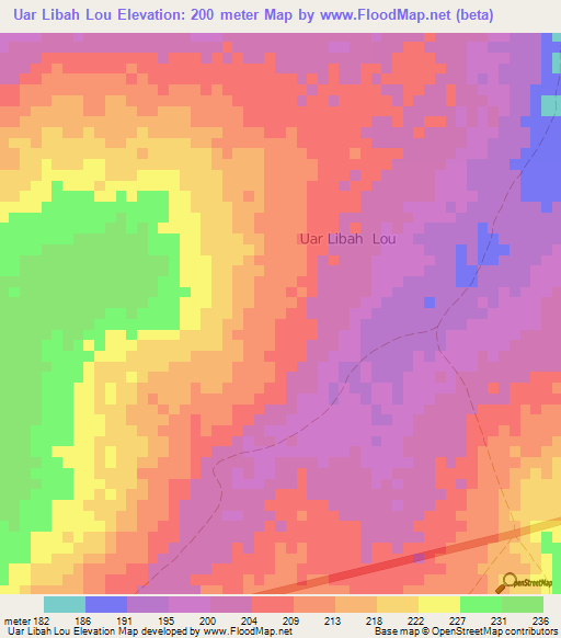 Uar Libah Lou,Somalia Elevation Map