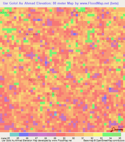Uar Golol Au Ahmad,Somalia Elevation Map
