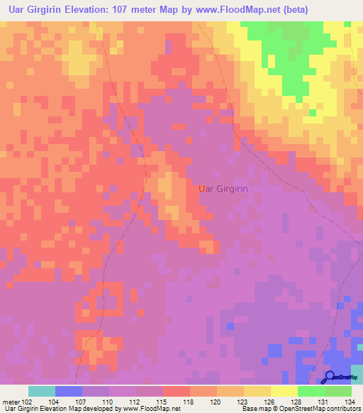 Uar Girgirin,Somalia Elevation Map